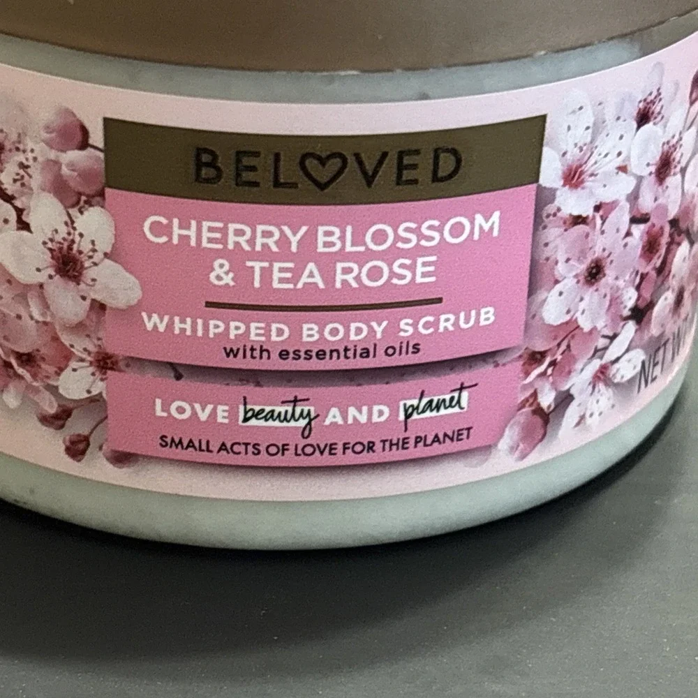 Lot Of 2 Beloved Cherry Blossom Tea Rose Whipped Body Scrub 10 Oz Vegan New